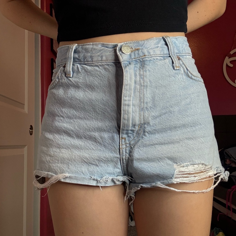 BDG Light Blue Ripped Jean Shorts